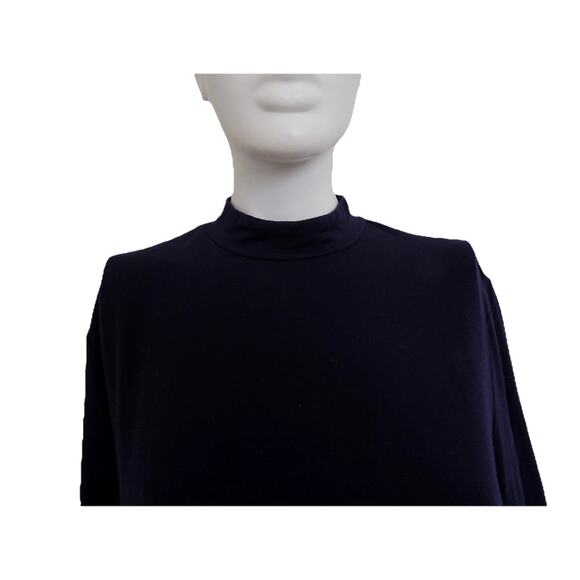 J McLaughlin short sleeve navy mock turtleneck knit top size Medium - Picture 4 of 9
